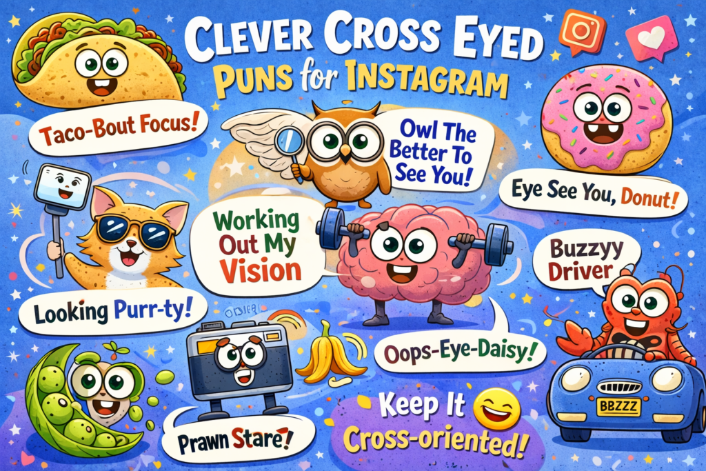 Clever cross-eyed puns for Instagram