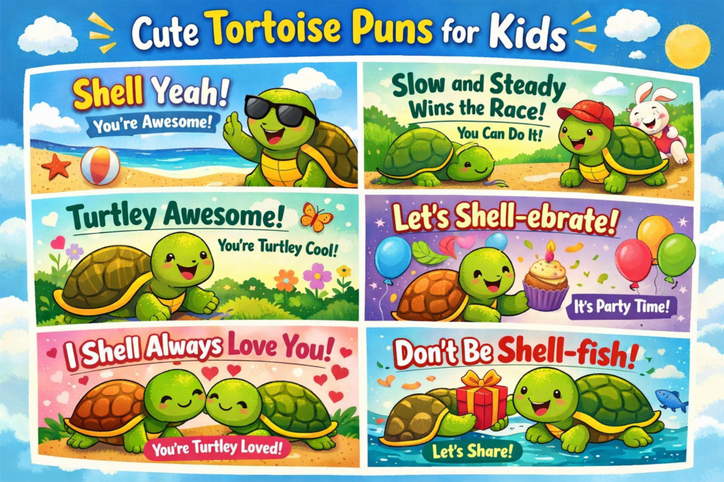 Cute tortoise puns for kids _