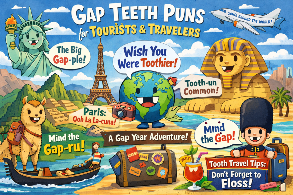 Gap Teeth Puns for Tourists and Travelers